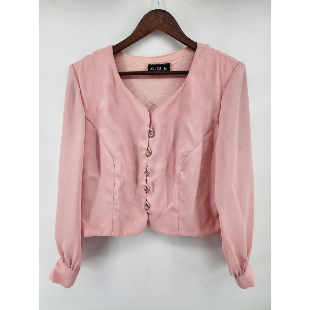 A.S.E. Collection Pink Button Front Cropped Blouse Jacket 18W